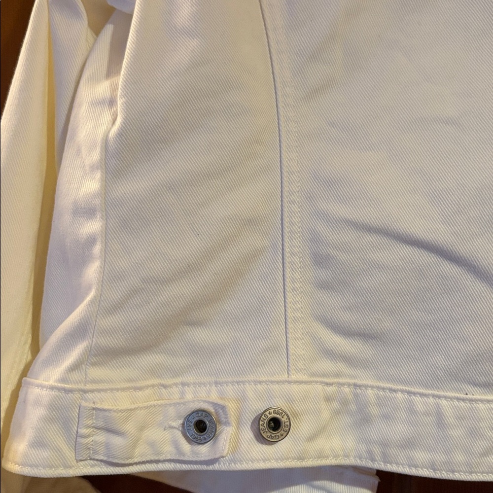 [Gap] Vintage White Denim Button-Up Casual Jean Jacket Long Sleeve Women’s Large - Picture 9 of 12